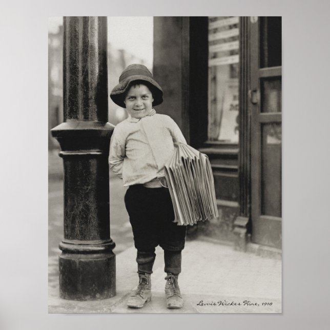 Póster Newsboy en St. Louis, de Lewis Wickes Hine, 1910 (Frente)