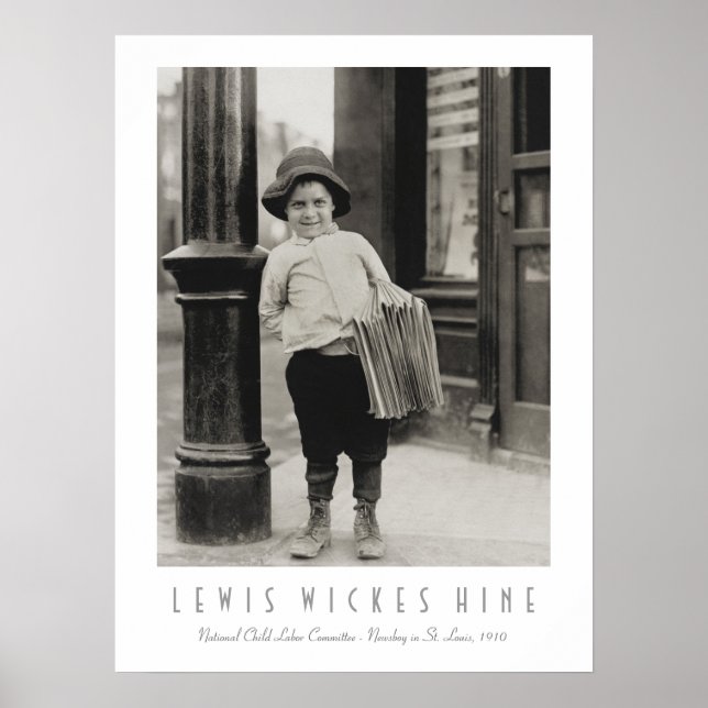 Póster Newsboy en St. Louis por Lewis Wickes Hine (Frente)