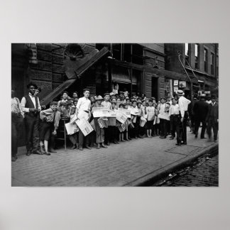 Póster Newsboys Preparándose Para Trabajar - Lewis Hine -