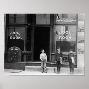 Póster Newsies fuera de un cuarto de piscina - St. Louis