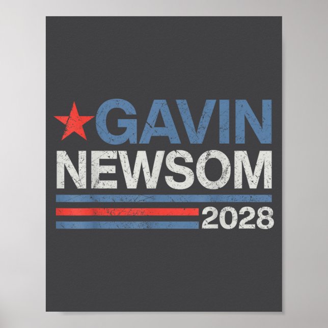Póster Newsom 2028 President 48 Us Flag Election Campaign (Frente)