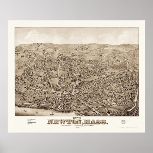 Póster Newton, MAMÁES Mapa Panorámico - 1878 (Frente)