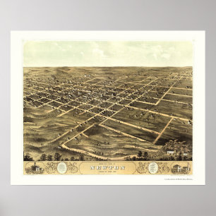 Póster Newton, mapa panorámico de IA - 1868