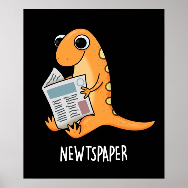 Póster Newtspaper Funny Newt Pun Dark BG (Frente)