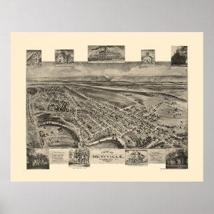 Póster Newville, mapa panorámico del PA - 1903