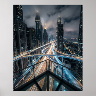 Póster Nexo de autopista aérea futurista