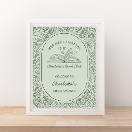 Póster Next Chapter Book Theme Bridal Shower Welcome