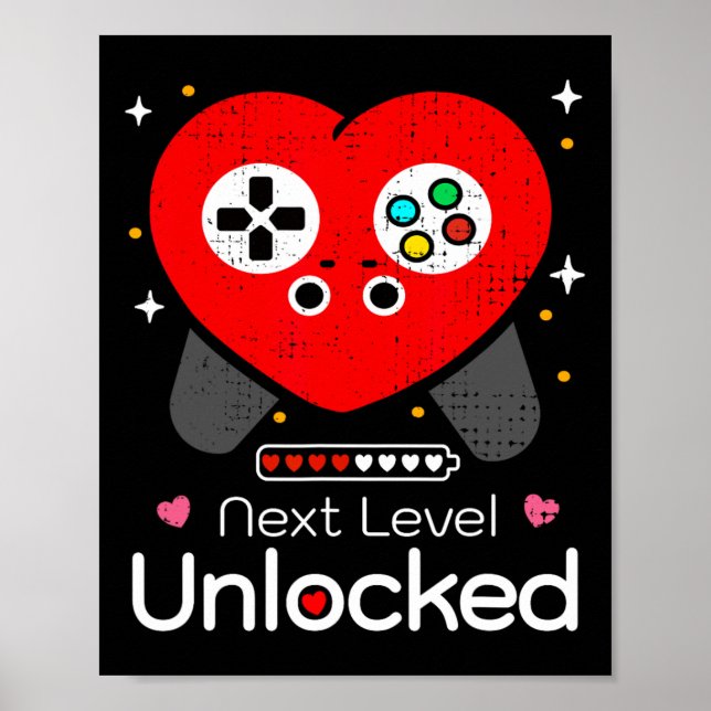Póster Next Level Unlocked Love Power Loading Game Heart  (Frente)