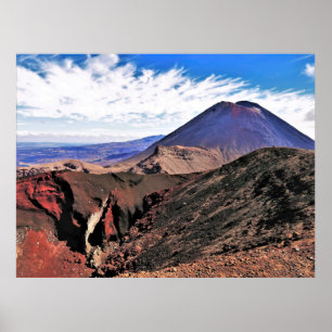 Póster Ngauruhoe y el cráter rojo