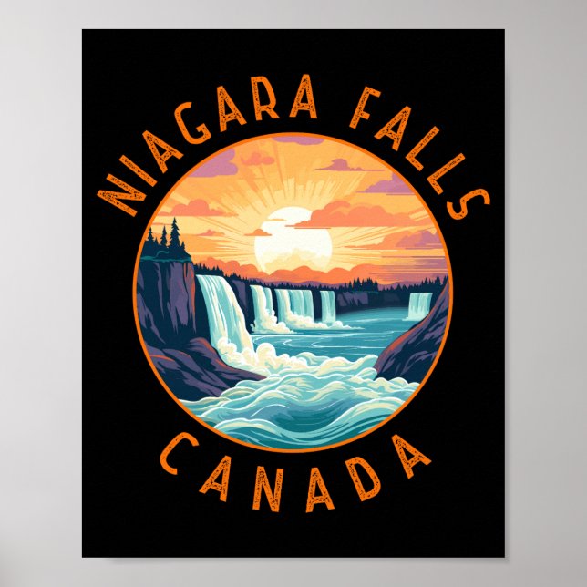 Póster Niagara Falls Canada Retro Distressed Circle  (Frente)