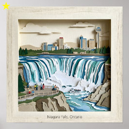 Póster Niagara Falls Ontairo Canada Paper Collage Diorama
