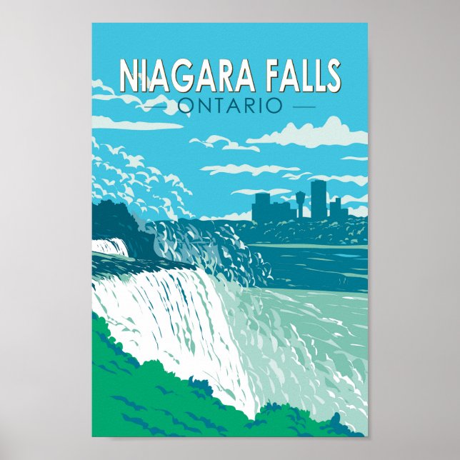 Póster Niagara Falls Ontario Travel Art Vintage (Frente)