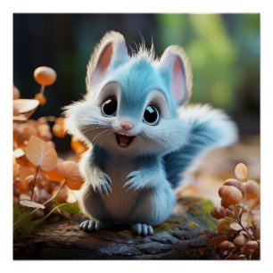 Póster Nibbly - la ardilla azul