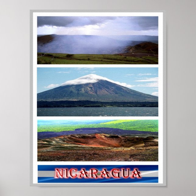 Póster Nicaragua - Volcán - Mosaico - (Frente)