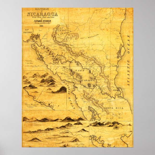Póster NicaraguaPanoramic MapNicaragua (Frente)
