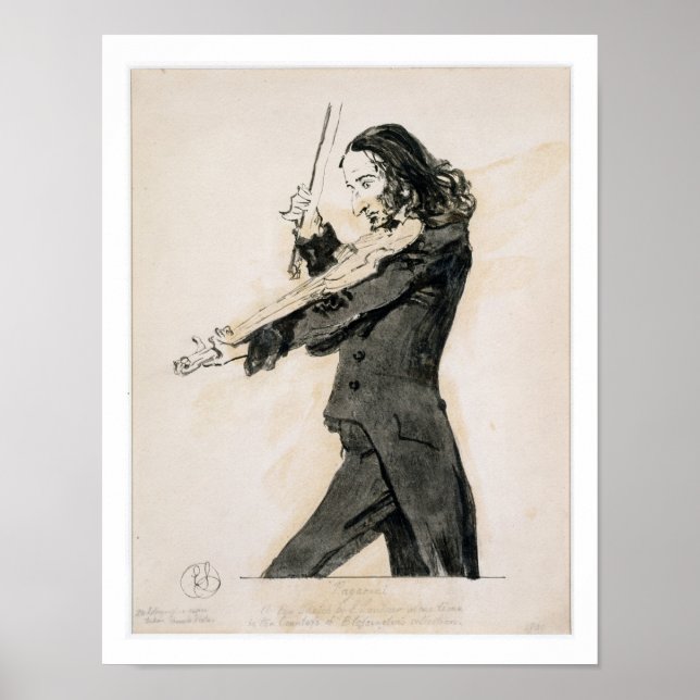 Póster Niccolo Paganini (1782-1840) Playing the Violin, 1 (Frente)