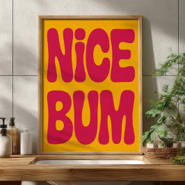 Póster NICE BUM Funny Bathroom Humor Retro Minimalist 