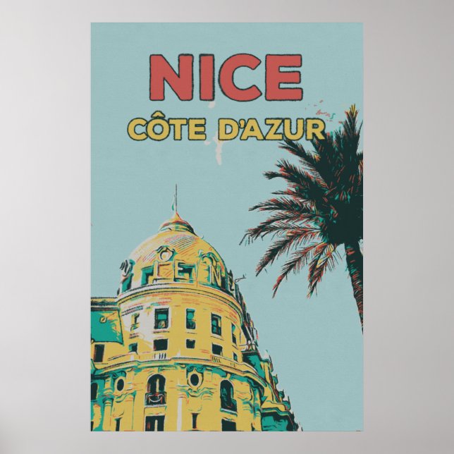 Póster Nice Côte d'Azur Negresco ilustracion Francia (Frente)