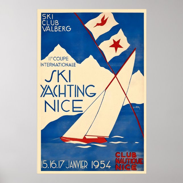 Póster Nice Cote D'Azur Ski Yachting Sailing Boat Sea (Frente)