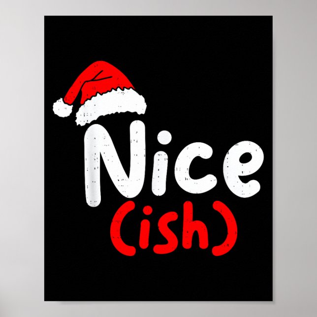 Póster Nice (ish) Naughty Angel Funny Christmas List Fami (Frente)