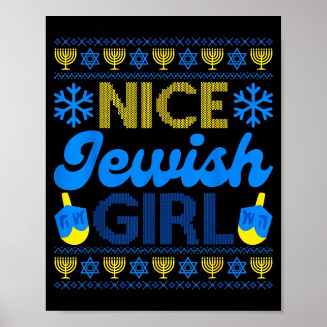 Póster Nice Jewish Girl Ugly Happy Hanukkah Sweater Chanu (Frente)