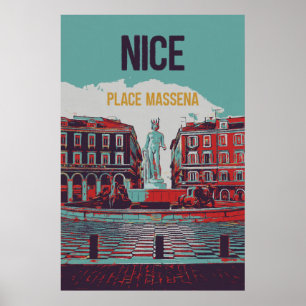 Póster Nice Massena Square illustration France