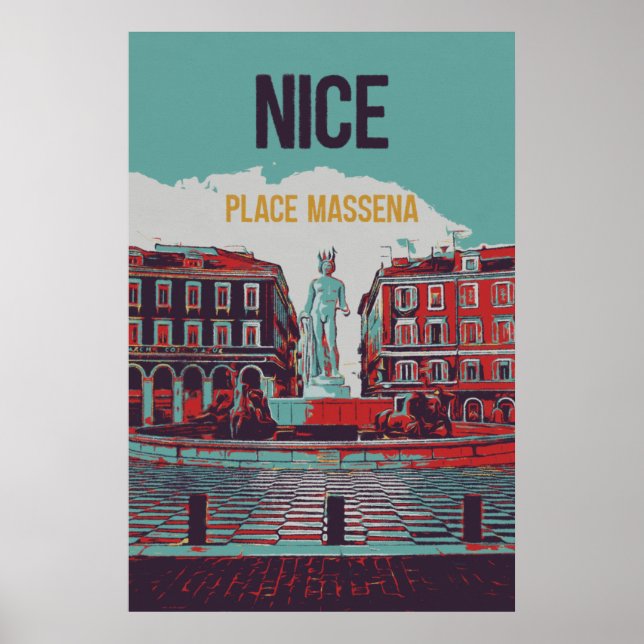 Póster Nice Massena Square illustration France (Frente)