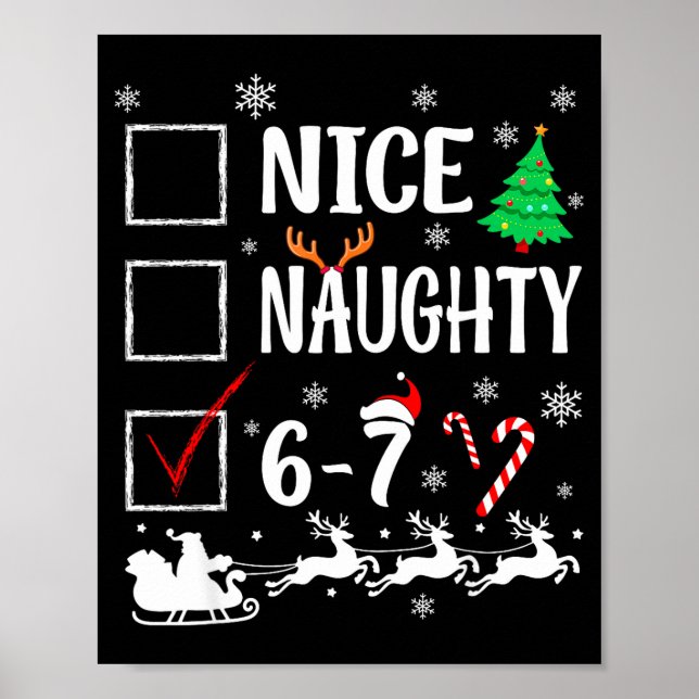 Póster Nice Naughty 67 Funny Christmas Brainrot Six Seven (Frente)
