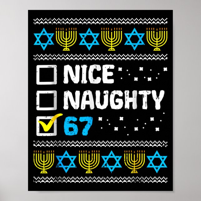 Póster Nice Naughty 67 Six Seven Ugly Hanukkah Sweater Ch (Frente)