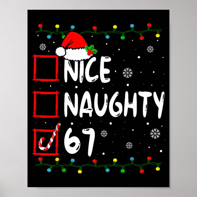 Póster Nice Naughty 6 7 Meme 67 Christmas Six Seven Xmas  (Frente)