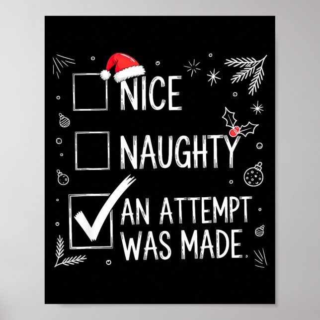 Póster Nice Naughty An Attempt Was Made Christmas List  (Frente)