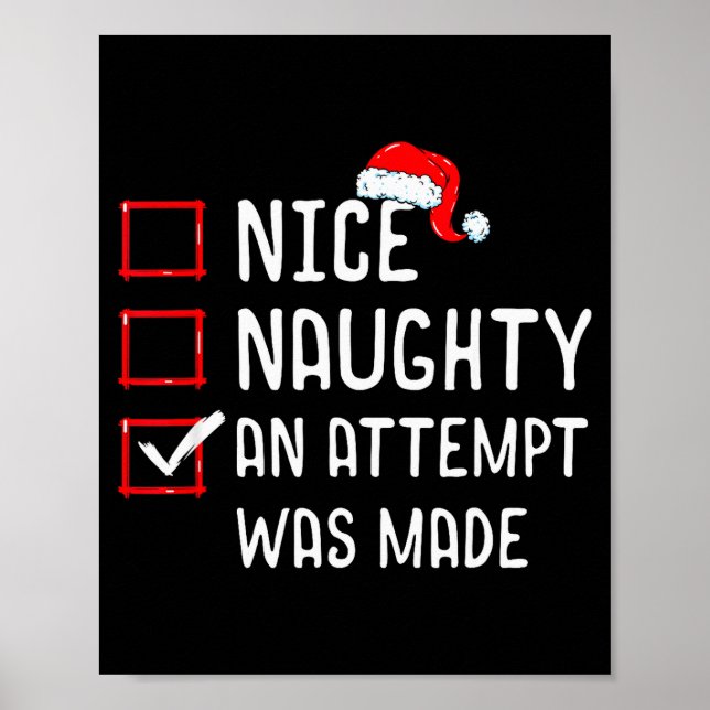 Póster Nice Naughty An Attempt Was Made Christmas List  (Frente)