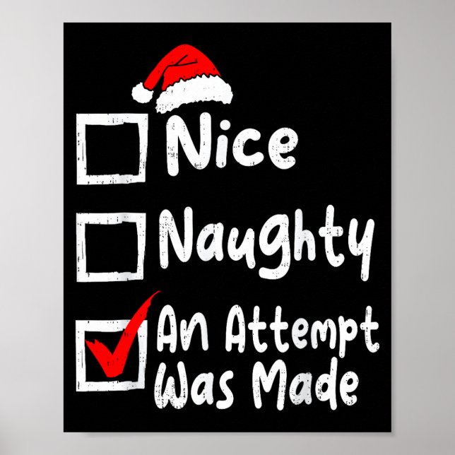 Póster Nice Naughty An Attempt Was Made Funny Christmas L (Frente)
