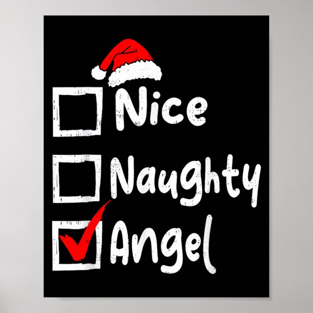 Póster Nice Naughty Angel Funny Christmas List Family Mat (Frente)