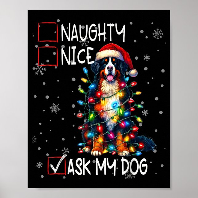 Póster Nice Naughty Ask My Dog Christmas List Xmas  (Frente)