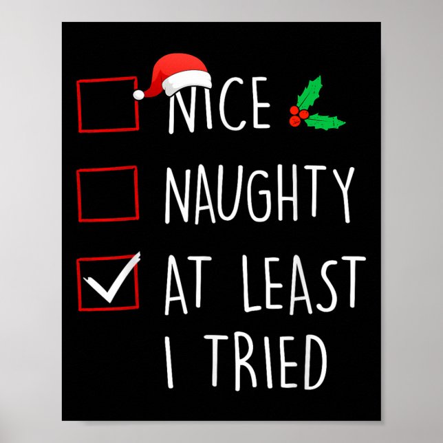 Póster Nice Naughty At Least I Tried Christmas Family Mat (Frente)