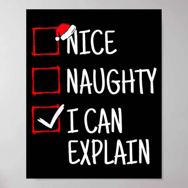 Póster Nice Naughty I Can Explain Funny Christmas  (Frente)