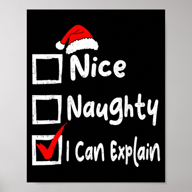 Póster Nice Naughty I Can Explain Funny Christmas List Fa (Frente)