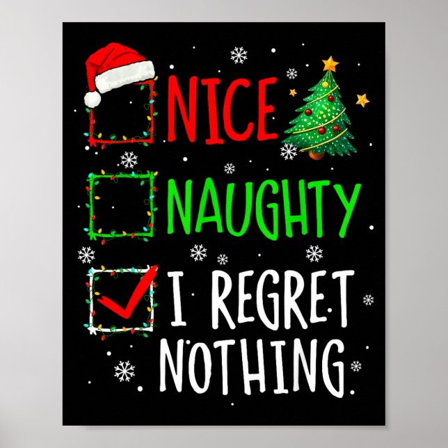 Póster Nice Naughty I Regret Nothing Christmas List Santa (Frente)