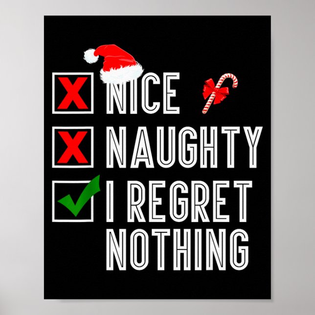 Póster Nice Naughty I Regret Nothing Merry Christmas Sant (Frente)