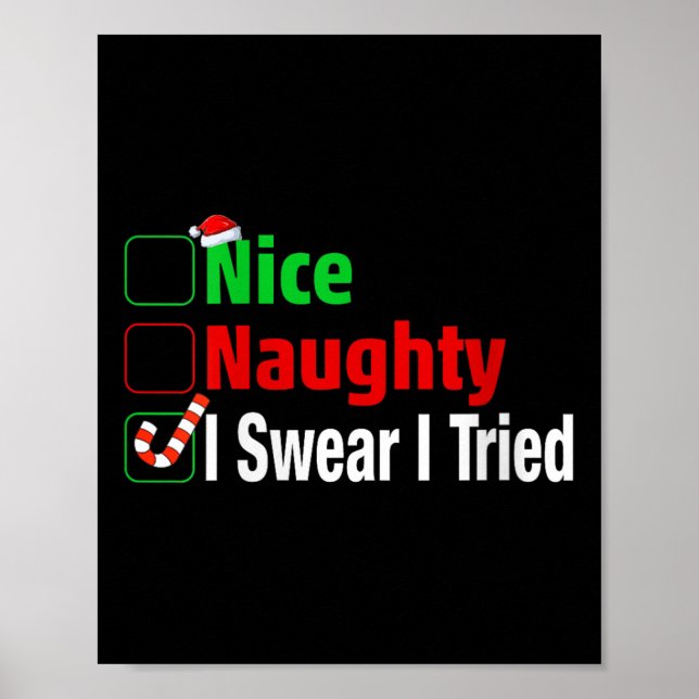 Póster Nice Naughty I Swear I Tried Funny Christmas V-nec (Frente)