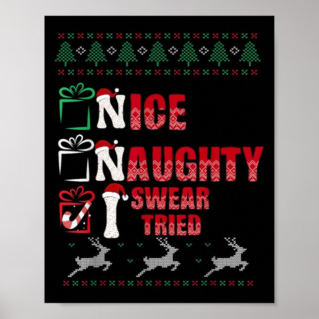 Póster Nice Naughty I Swear I Tried List Xmas Lover Chris (Frente)