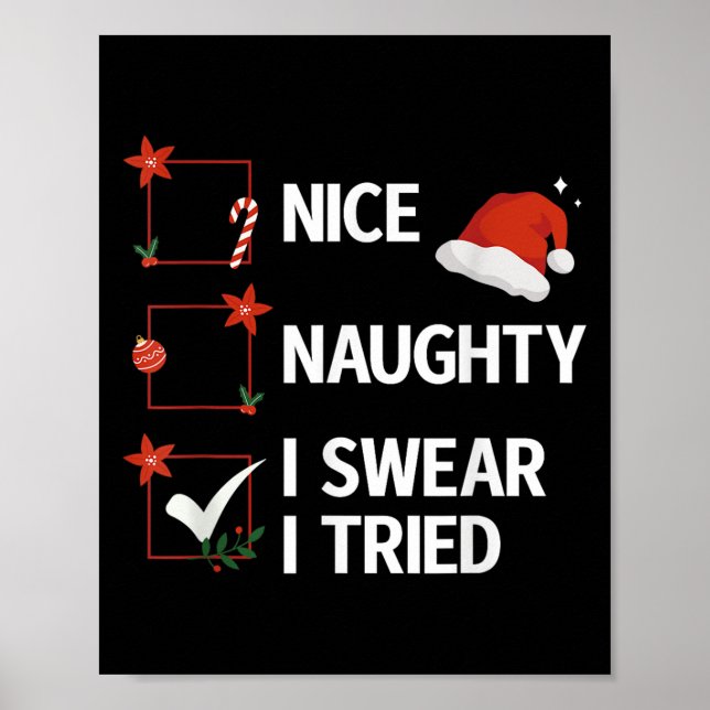 Póster Nice Naughty I Swear I Tried Xmas Family Merry Chr (Frente)