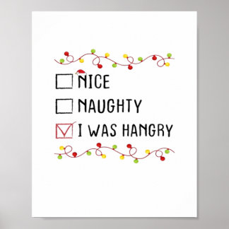 Póster Nice Naughty I Was Hangry List Christmas 