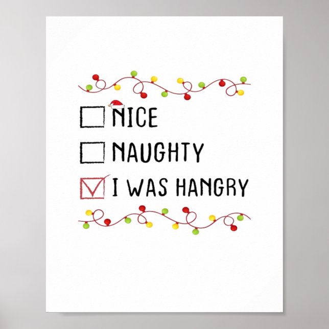 Póster Nice Naughty I Was Hangry List Christmas  (Frente)