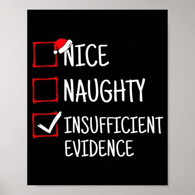 Póster Nice Naughty Insufficient Evidence Funny Christmas (Frente)