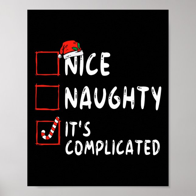 Póster Nice Naughty It's Complicated Christmas List Santa (Frente)