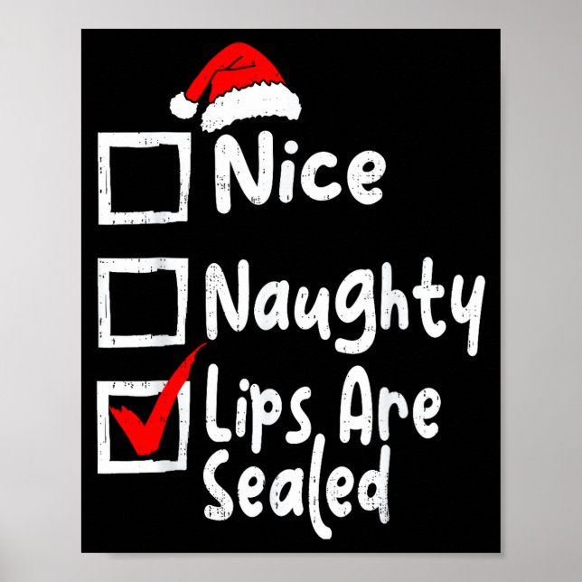 Póster Nice Naughty Lips Funny Christmas List Family Matc (Frente)
