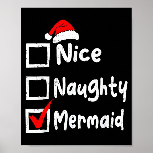 Póster Nice Naughty Mermaid Funny Christmas List Family M (Frente)