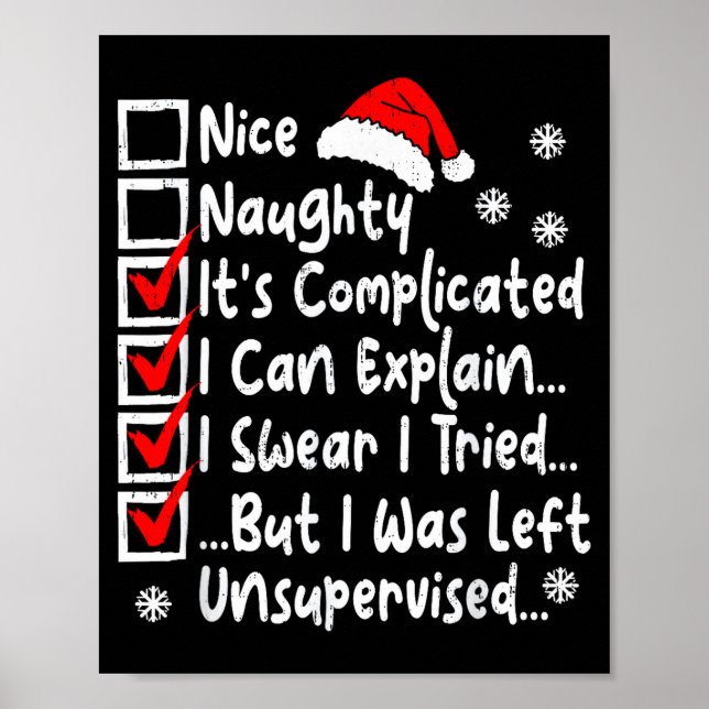 Póster Nice Naughty Multi Checklist Funny Christmas List  (Frente)